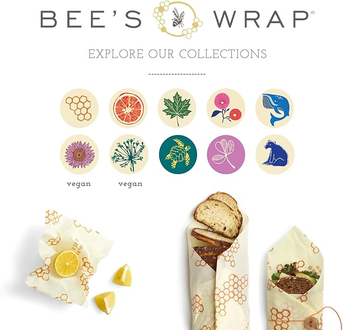 Bee's Wrap Beeswax Wraps for Food - Honeycomb Cut to Size 14x52" Wax Paper Roll - Made in USA Reusable Waxed Paper & Bowl Covers - Organic & Eco-Friendly Alternative to Aluminum Foil & Plastic Wrap