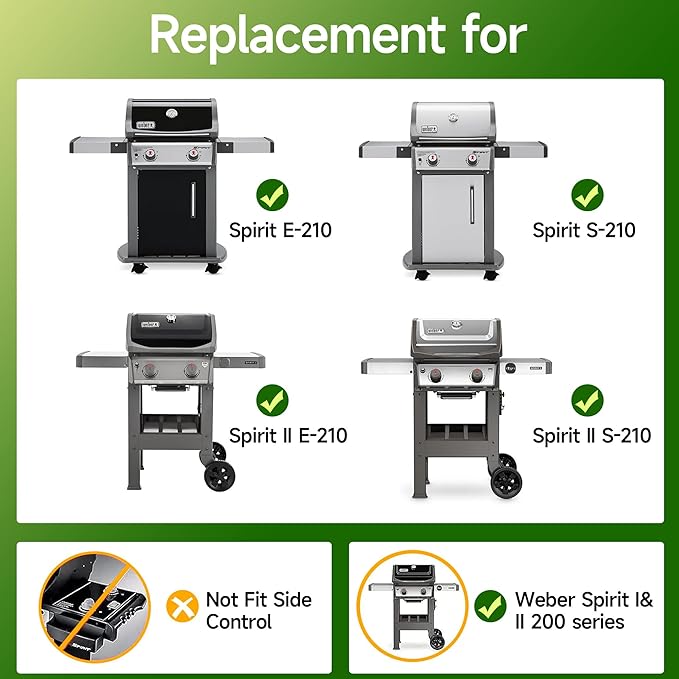 7637 Stainless Steel Cooking Grates for Weber Spirit I & II 200 Series Spirit E210 Spirit E220 Spirit S210, Spirit S220 with Front Control, 17.5 inch Grill Grates for Weber 7637 Gas Grills