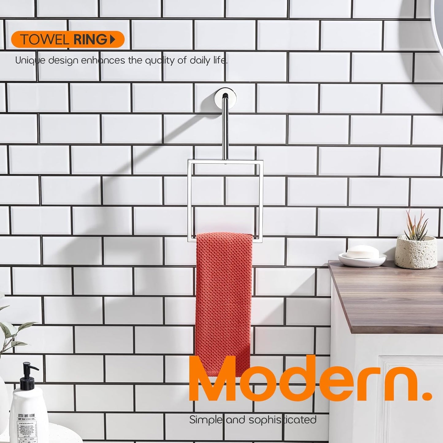 Towel Ring Chrome Bathroom Towel Holders for Wall Rack Polished Stainless Steel Bath Towel Hanger Bathroom and Kitchen Decor, AN3005CH