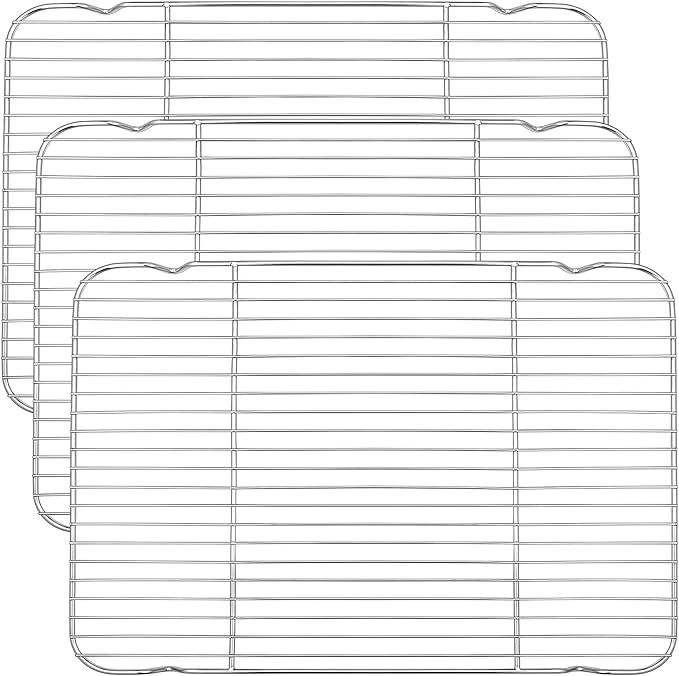 Baking Cooling Rack Set of 3, P&P CHEF Stainless Steel Cooking Roasting Drying Wire Racks, 16.6” x 11.6” Inches to Fit Half Sheet Pan, Non-toxic & Durable, Oven & Dishwasher Safe