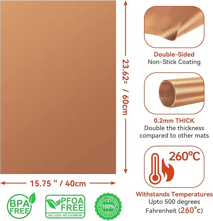 Oven Liners for Bottom of Oven - 2 Pack Large Heavy Duty Mats, 23.6"x15.7" Non-Stick Reusable Liner for Electric, Gas, Toaster Ovens Grills - BPA & PFOA Free Kitchen Accessory to Keep Oven Clean