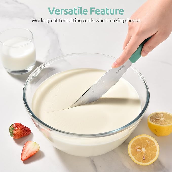 U-Taste 8in Cake Icing Spatula: Flexible Decorating Frosting Knife with Straight Thinner Stainless Steel Blade, Smooth Spreading Tools with Comfortable PP Handle for Cookie, Cream, Cupcake (Aqua Sky)