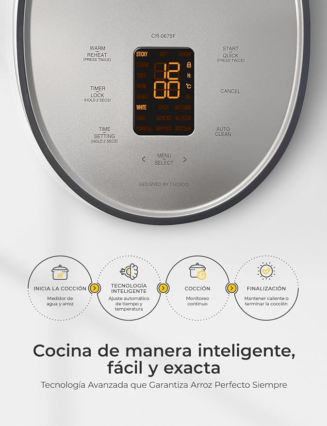 CUCKOO Rice Cooker 6 Cup Uncooked / 12 Cup Cooked, Modern Fuzzy Logic Rice Cooker Small with Delay Timer & Keep Warm Setting, Versatile Food Steamer for Cooking, Non-Stick Inner Pot, Gray (CR-0675FG)