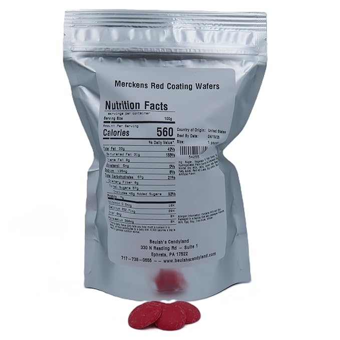 MERCKENS Coating Wafers, Red Melting Chocolate, 1 Pound Package