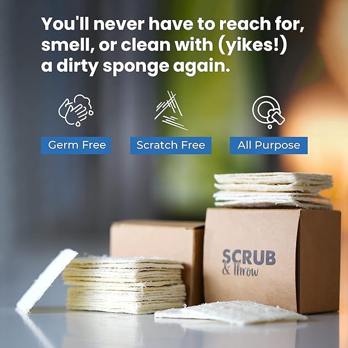 Scrub & Throw Scrub Sponges (30-Pack), Eco-Friendly, All-Purpose Household Natural Loofah Sponges, for Dishes, Cleaning, Biodegradable, Non-Scratch