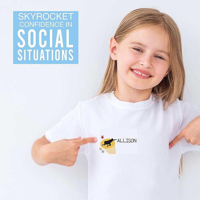 Name Tags Sticker - 56 Nametags for Classroom, Name Tag Stickers for Kids, Adhesive Classroom Labels for Teachers, Nametags Sticker for Clothes, Decorative Labels, Superhero Cubby Tags