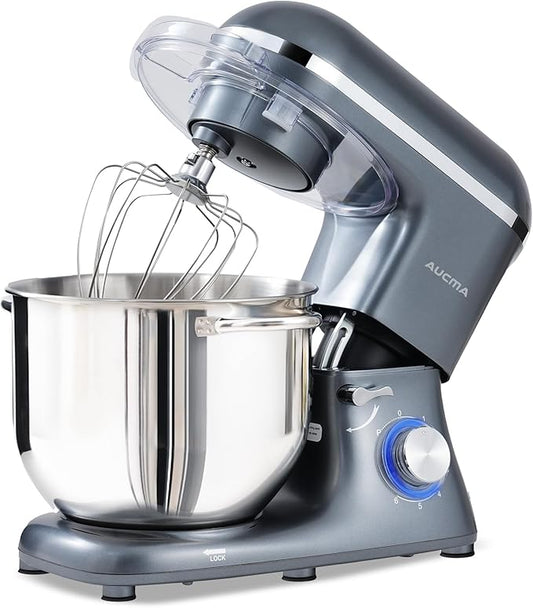Aucma Stand Mixer, 900W 8QT Large Kitchen Mixer, Kitchen Electric Mixers with Dough Hook, Wire Whip & Beater (Gray, 8QT)