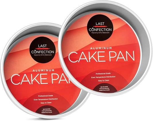 LAST CONFECTION 2-Piece Round Cake Pan Set - 8" x 2" Deep Aluminum Pans