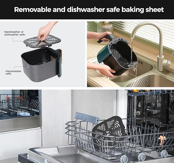 Panana 8QT Large Air Fryer Compact, 8 Preset Menus Airfryer, One-Touch Digital Control Presets, Touchscreen Display, Dishwasher Safe, Nonstick, Fit for Family (Green)