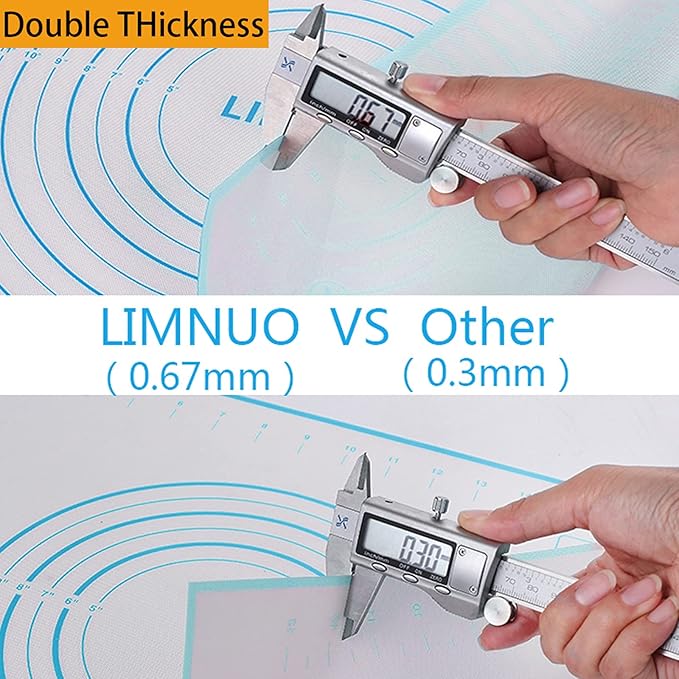 Silicone Baking Mat，Non Stick Rolling Dough with Measurements for Pie Pizza Cookies Fondant Making，Extra Thick Non Slip Silicone Pastry Mat