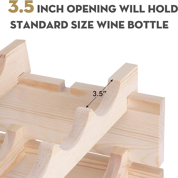 Smartxchoices 96 Bottles Stackable Modular Wine Rack, 8-Tier Wooden Wine Storage Rack Freestanding Wine Holder Display Shelves, Wobble-Free Shelves, Solid Wood