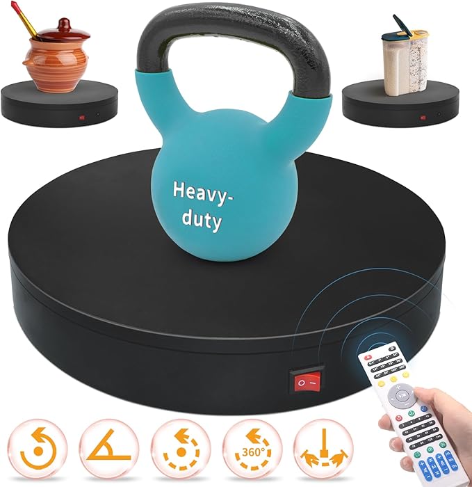 7.9In Remote Motorized Electric Turntable Rotating Display Stand Spinning Rotating Platform 360 Photography Turntable lazy susan base giratoria para for Photography,Display (Load Range:40~100lbs)