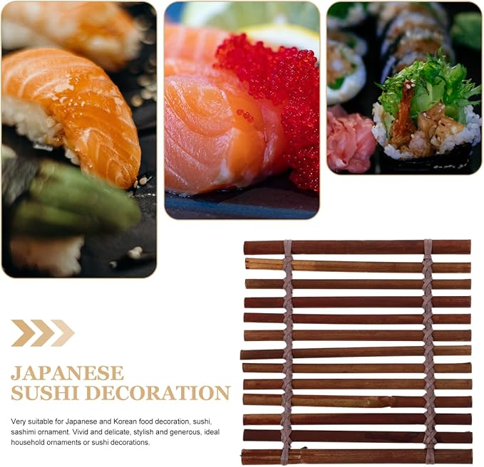 BESTOYARD 5.11-Inch Japanese Sashimi Bamboo Sheet- Decorative Platter Sushi Making Rolling Mats for Seafood Presentation Table Decor