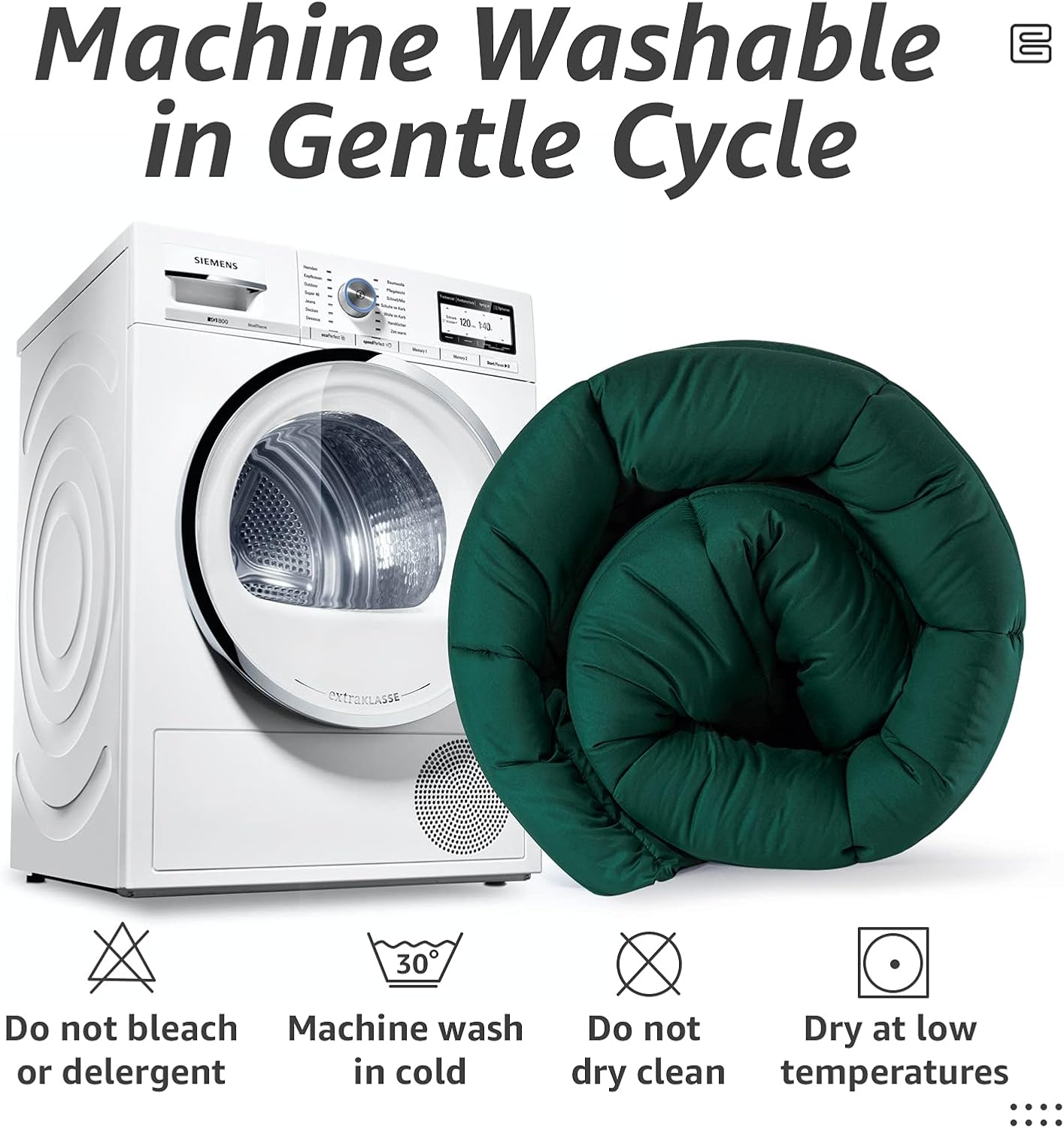 HYLEORY All Season California King Size Bed Comforter - Cooling Down Alternative Quilted Duvet Insert with Corner Tabs - Winter Warm - Machine Washable - Emerald Green,Cal King(96*104)