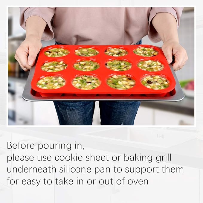 CAKETIME Silicone Muffin Pan Set - Mini 24 Cups, Regular 12 Cups Cupcake Pan, Jumbo 6 Cups Muffin Pan Silicone Bakeware for Baking Set of 3