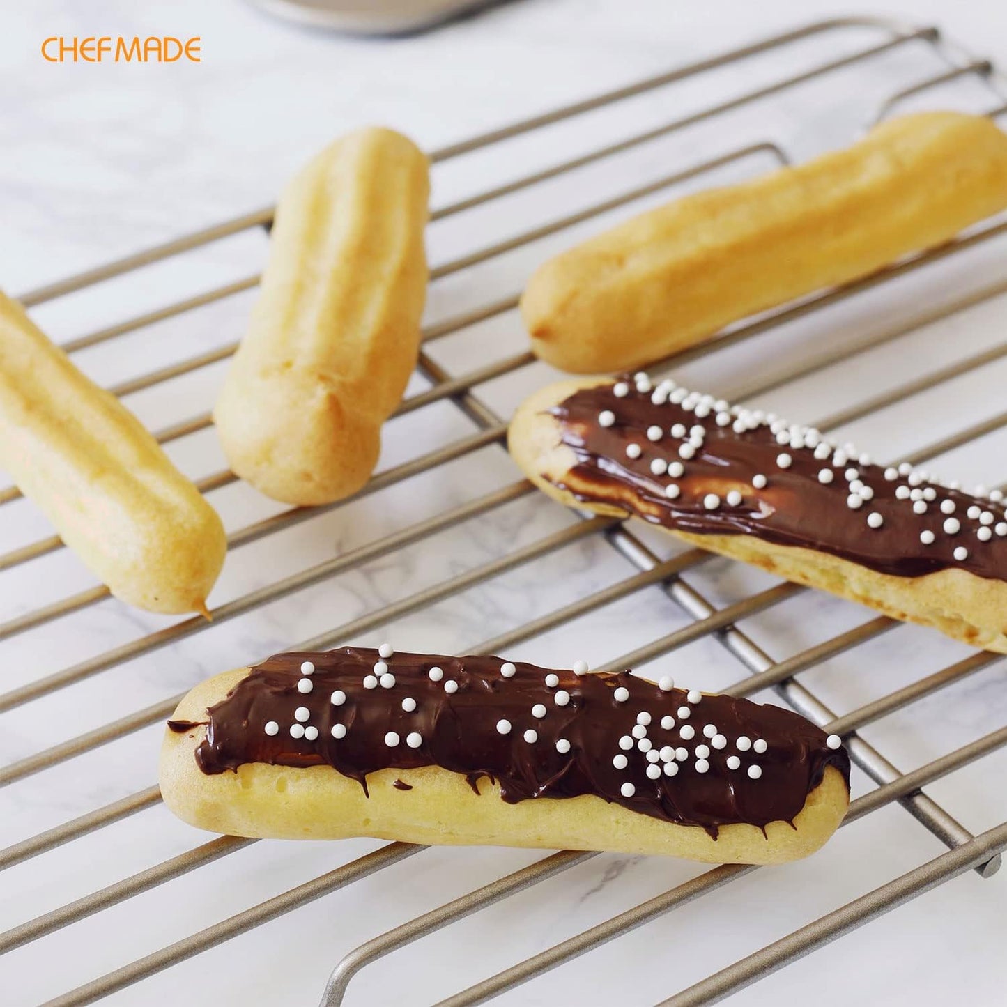 CHEFMADE Baking and Cooling Rack, 12.2-Inch Non-Stick Rectangle Wire Rack for Oven Baking (Champagne Gold)