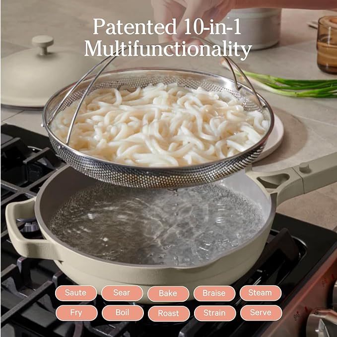 Our Place Always Pan 2.0-10.5” (2.6 Qt) Nonstick, Toxin-Free Ceramic Cookware | Patented 10-in-1 Aluminum Frying & Sauté Pan | Safe for Oven, Induction & All Cooktops up to 450°F | Steam