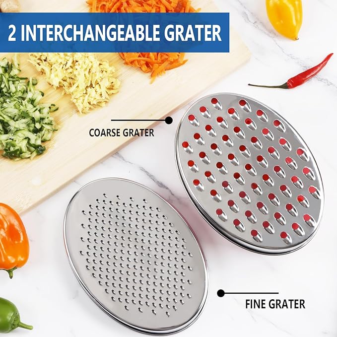 Cheese Grater Citrus Lemon Zester with Food Storage Container & Lid - Perfect For Hard Parmesan Or Soft Cheddar Cheeses, Ginger, Vegetables, Butter, Chocolate & Nutmeg (Blue)
