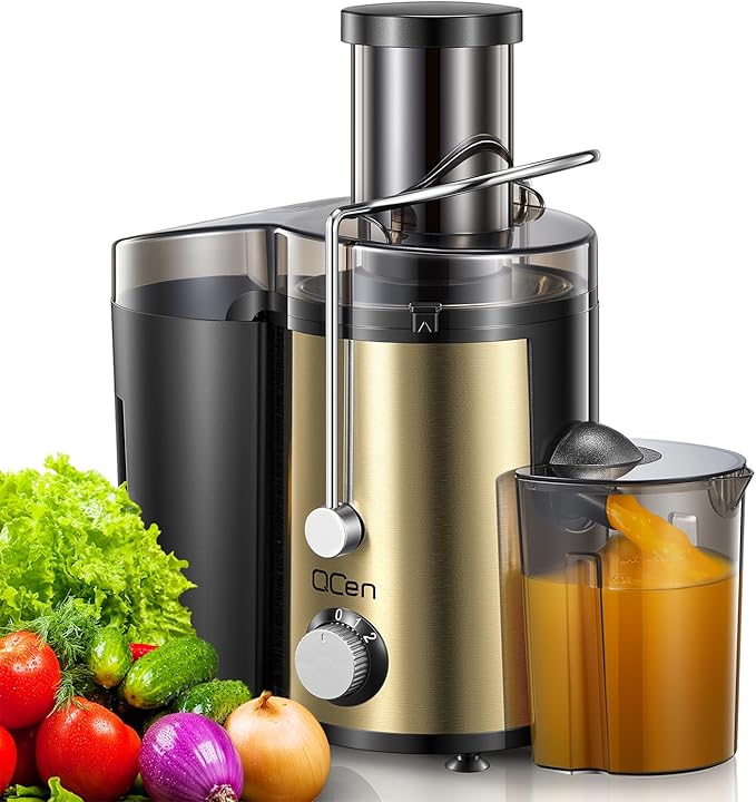 Juicer Machine, 800W Centrifugal Juicer Extractor with Wide Mouth 3” Feed Chute for Fruit Vegetable, Easy to Clean, Stainless Steel, BPA-free (Gold)