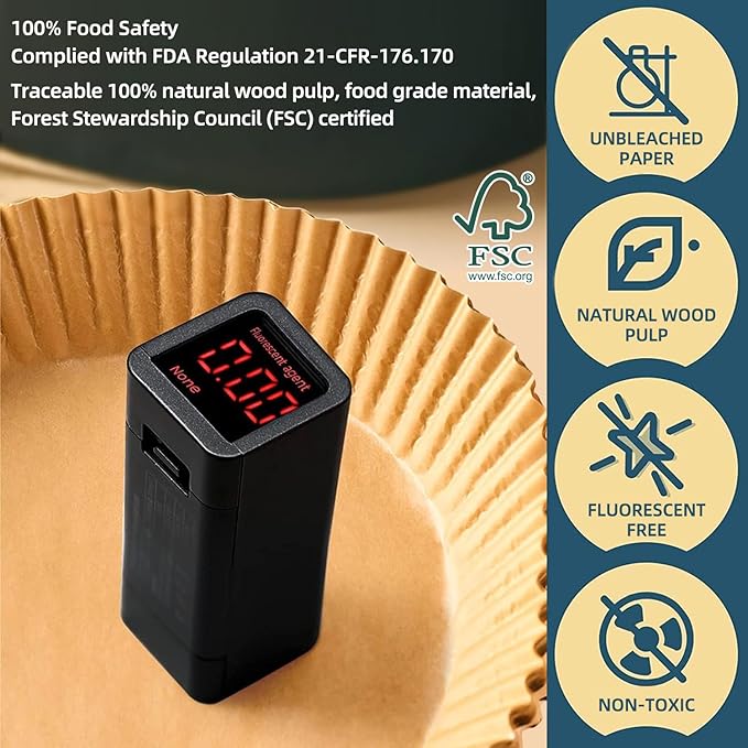 Air Fryer Paper Liners for Dual Zone Airfryer, 200pcs 8.1x5.5 inch Rectangle Disposable Inserts for Ninja Foodi DZ201 DZ401 DZ550 other 8-10 qt 2-Basket Air Fryers, Food Grade BPA Free