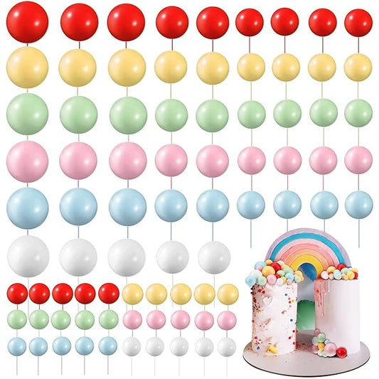 108 Pcs Balls Cake Topper DIY Cupcake Insert Foam Balloons for Cake Baking Wedding Anniversary Birthday Decoration(Pastel Colors,Multi Sizes)