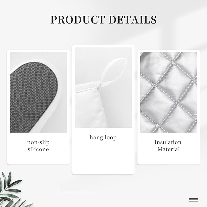 Sunflower Eucalyptus Oven Mitts Pot Holders Set Silicone Heat Resistant Summer Yellow Green Leaves Flowers Oven Mitts and Hot Pads Potholders Non-Slip Oven Gloves for Cooking Baking Grilling