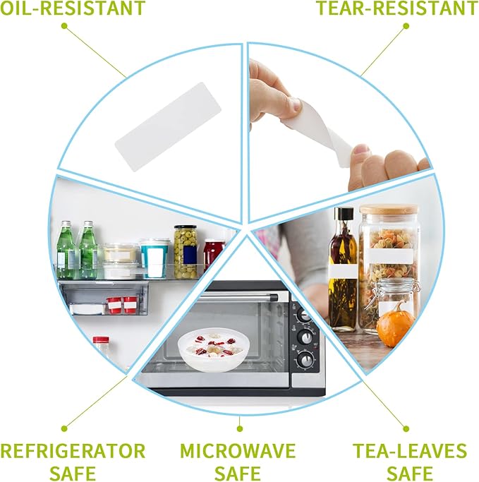 Removable Freezer Labels Stickers, 1 x 3 Inch Blank Removable Freezer Labels Food Storage Stickers, Date Label Waterproof Oil Resistant Easy Clean No Residue