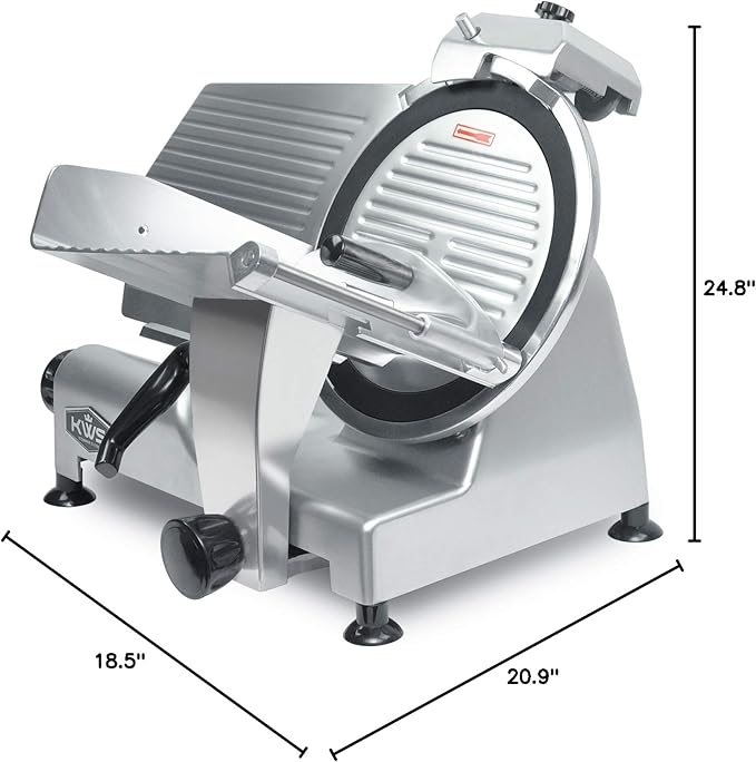 KWS MS-12NT Premium Commercial 420w Electric Meat Slicer 12-Inch Non-sticky Teflon Blade, Frozen Meat/Cheese/Food Slicer Low Noises Commercial and Home Use [ ETL, NSF Certified ]