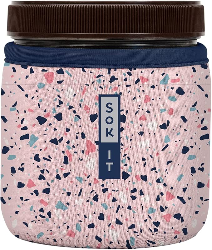 Sok It IceCreamSok Insulated Neoprene Cover (Pink Terrazzo, Straight Ice Cream Pints)