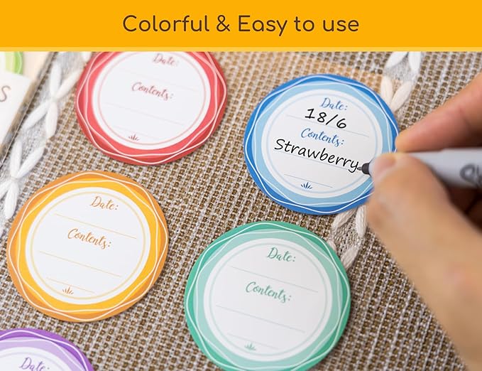 Mason Jar Lid Labels, Removable Canning Label, Waterproof Write-On Meal Prep Label for Food Container, Glass Bottle, Canned Jams, Preserve, Home & Kitchen Organization, 90pcs (Forest Streams)