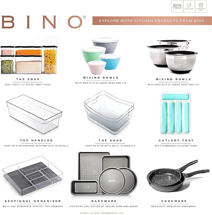 BINO | Stackable Storage Bins, Small - 2 Pack | THE STACKER COLLECTION | Clear Plastic | Built-In Handles | BPA-Free | Containers for Organizing Kitchen Pantry | Multi-Use Organizer