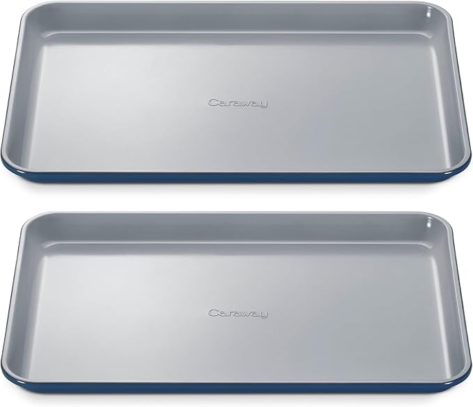 Caraway Non-Stick Ceramic Medium Baking Sheet - Naturally Slick Ceramic Coating - Non-Toxic, PTFE & PFOA Free - Perfect for Baking, Roasting, and More - Medium (15" x 10") - Navy