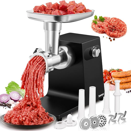 Huanyu Meat Grinder Electric Pro-Grade - 1HP Bone-Crushing Power, 3 Plates & Sausage Kit | Rustproof Stainless Steel for Hunters, Pet Owners & Home Chefs #8