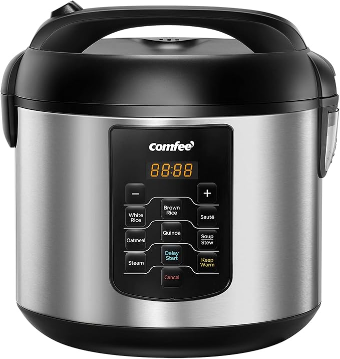 COMFEE' Rice Cooker 10 cup Uncooked/20 cup Cooked , Rice Maker, Steamer, Saute, Steamer and Warmer, 5.2 QT Large Capacity, Brown Rice, Quinoa and Oatmeal, 8 One-Touch Programs