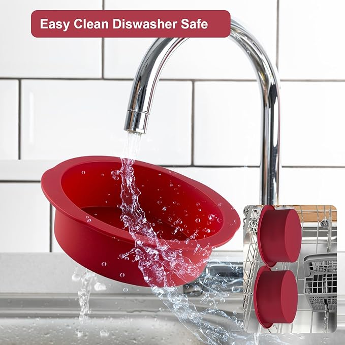 Nalchios 8 inch Silicone Round Cake Pans Set of 3, Non-stick Easy Releasing Mini Pans, Flexible BPA Free Silicone Baking Mold Pans for Layer, Mini, Pizza, Cheese, Chocolate Cake