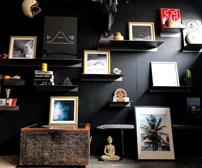 DIY CARTEL Made in USA Linear Floating Shelf - Forged Raw Steel - Industrial Heavy Duty Metal Wall Mounted Modern Rustic Farmhouse Designed Shelf Ledge (24-inch X 8-inch)