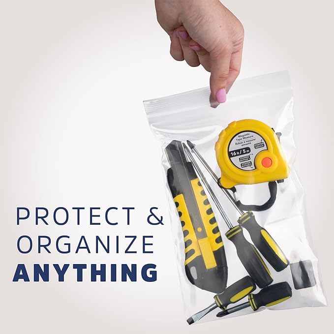 CLEAR PLASTIC RECLOSABLE ZIP BAGS - Bulk GPI Pack Of 500 6" x 8" 4mil Thick Heavy Duty, Strong & Durable Poly Baggies With Resealable Zipper Lock For Travel, Storage, Packaging & Shipping.