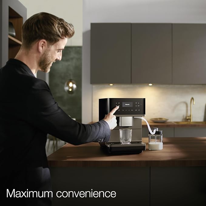 Miele CM 6360 MilkPerfection Automatic Coffee Machine - OneTouch for Two, AromaticSystem, 8 individual profiles, DoubleShot, WiFi-compatible, LED lighting, in Obsidian Black BronzePearl Finish
