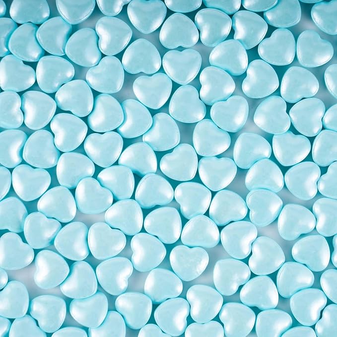 Kasvan Blue Heart Shapes Sprinkles - Edible Candy Pearls 130g/4.58 Oz, Mix Size, Baking Cake Decorations, Ice Cream Toppings and Cookie Decorating, Wedding Party Chirstmas Supplies (Blue)
