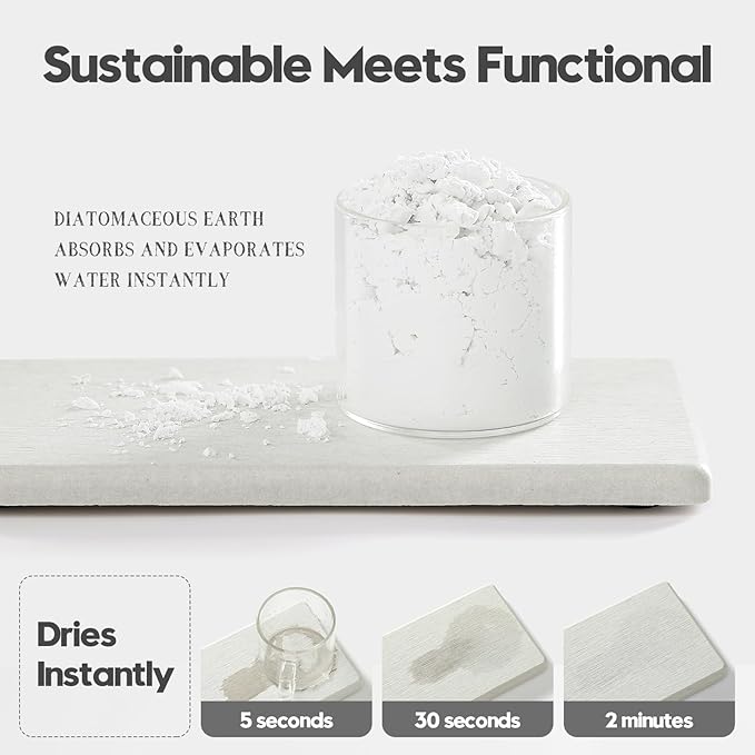 2PCS 7"x3.5" Water Absorbing Bathroom Sink Vanity Trays, Diatomite Stone Quick Drying Mat for Kitchen Counter, Dish Rack Dispenser Sponge Holder Caddy Organizer, Beige, 7"x3.5"