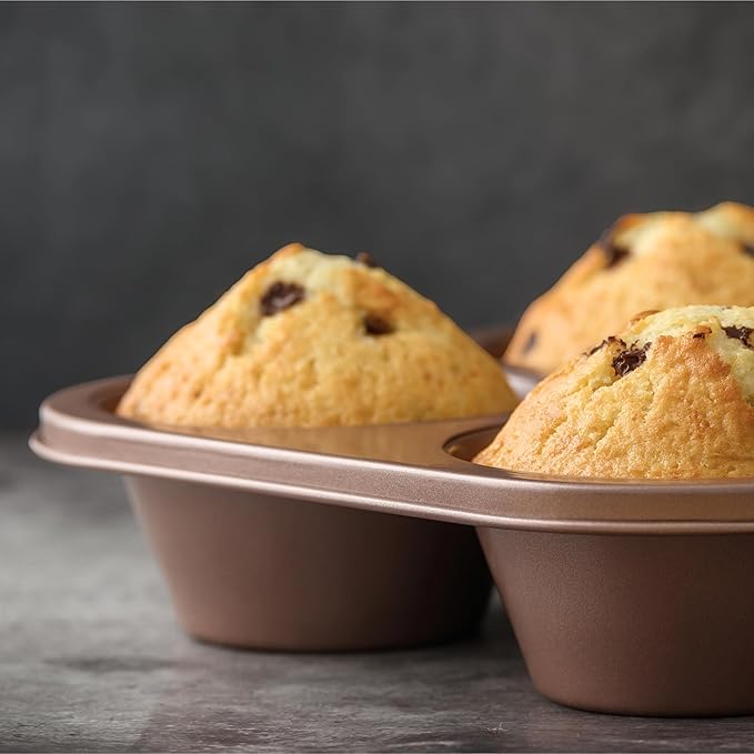 Non Toxic Nonstick 6 Cup Jumbo Muffin Pan | Large Cupcake Tin for Oven | Nontoxic Muffin Tins Big Size | PFOA Free Cupcakes Tray