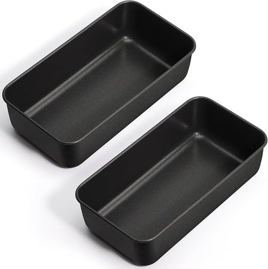 P&P CHEF Loaf Pan Set, 9 x 5 Inch Bread Pans, Stainless Steel Loaf Toast Baking Pans For Bread Meatloaf Lasagna Cake, Healthy & Non Toxic, Oven & Dishwasher Safe,(Black, 2Pcs)