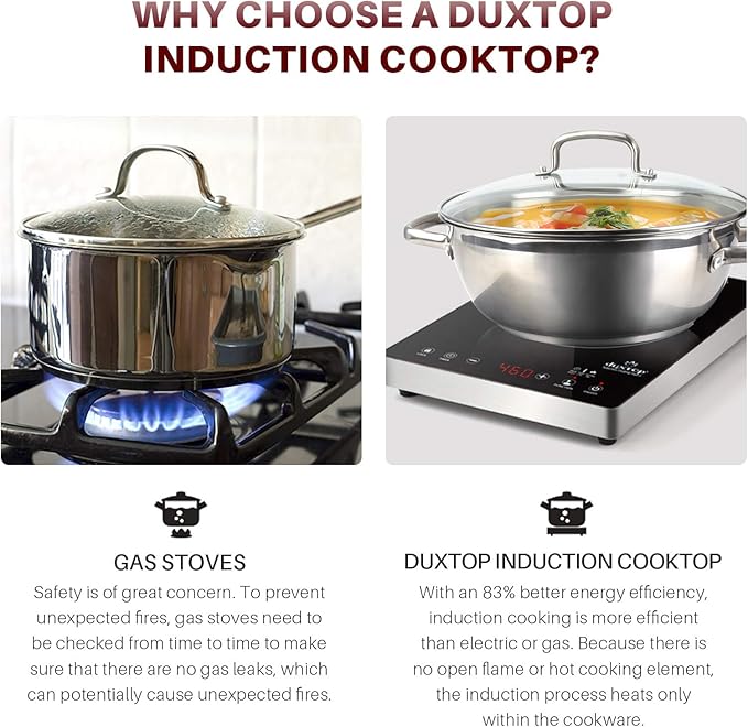 Duxtop Portable Induction Cooktop, High End Full Glass Induction Burner with Sensor Touch, 1800W Countertop Burner with Stainless Steel Housing, E200A, Black