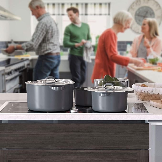 Universal Pans Pots Lid Cover Fit All 8.25 Inch to 12 Inch Pots/Pans/Woks Stainless Steel and Glass Lid with Heat Resistant Knob, Gray