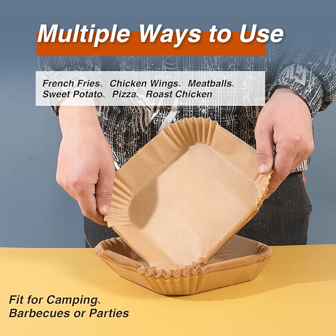 Parchment Paper, OOTDAY 100Pcs Square Air Fryer Liners Disposable, Cooking Non-Stick air fryer accessories, Frying Pan, Oil-proof Air Fryers for 2-4 QT Air Fryer Baking Roasting Microwave(6.5")