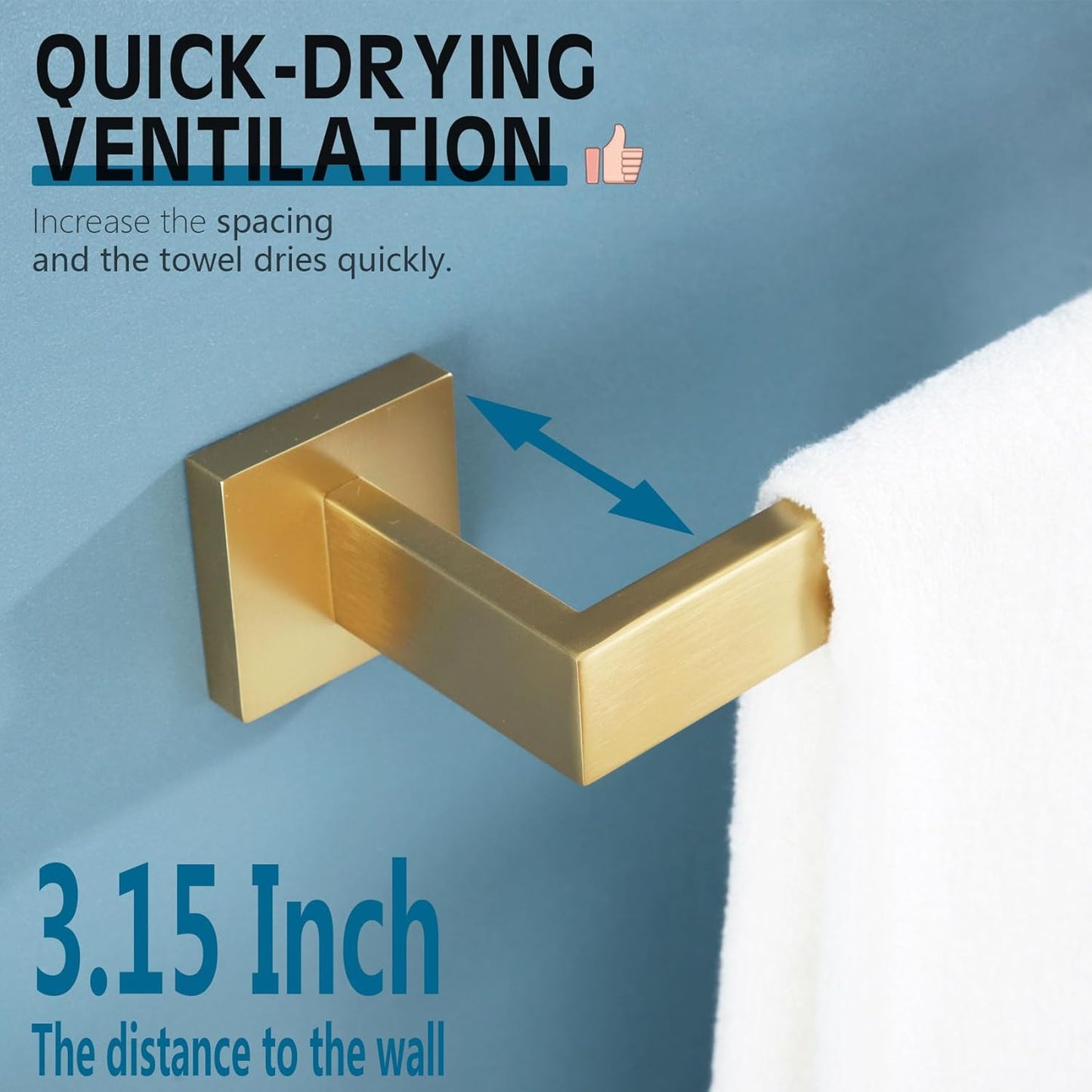 KOKOSIRI 20 Inch Towel Bar Bathroom Towel Bar Kitchen Dish Cloths Hanger Hand Towel Holder Stainless Steel Wall Mount, Brushed Gold, B4003BG-L20