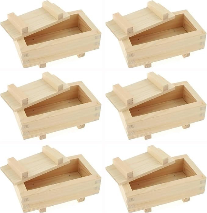 JapanBargain 3131, Wooden Rectangular Oshizushi Sushi Press Mold Maker Rice Mold, 7x4 inch, 6 Pack