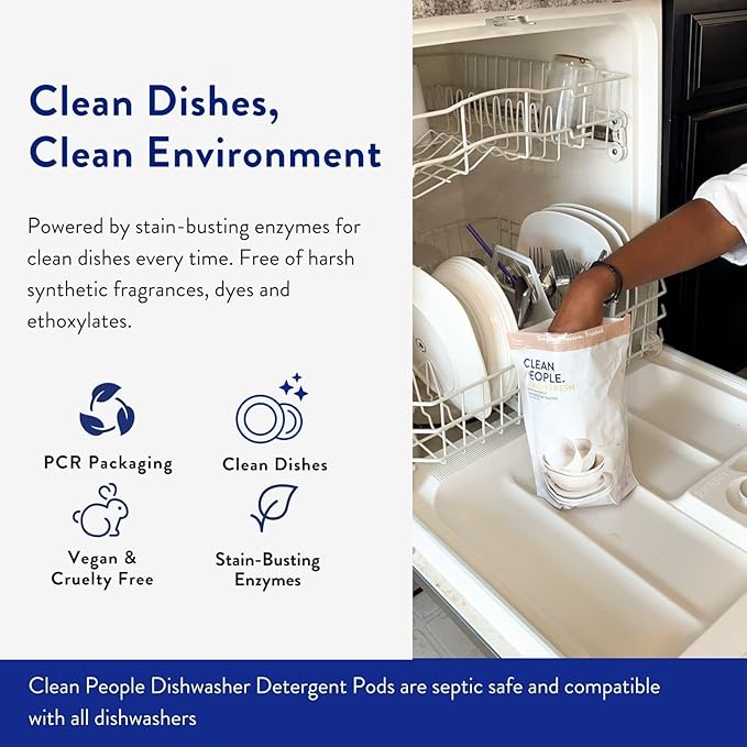 The Clean People Dishwasher Detergent Pods | Cuts Grease and Rinses Sparkling Clean | Residue-Free | Lavender, 30 Pack