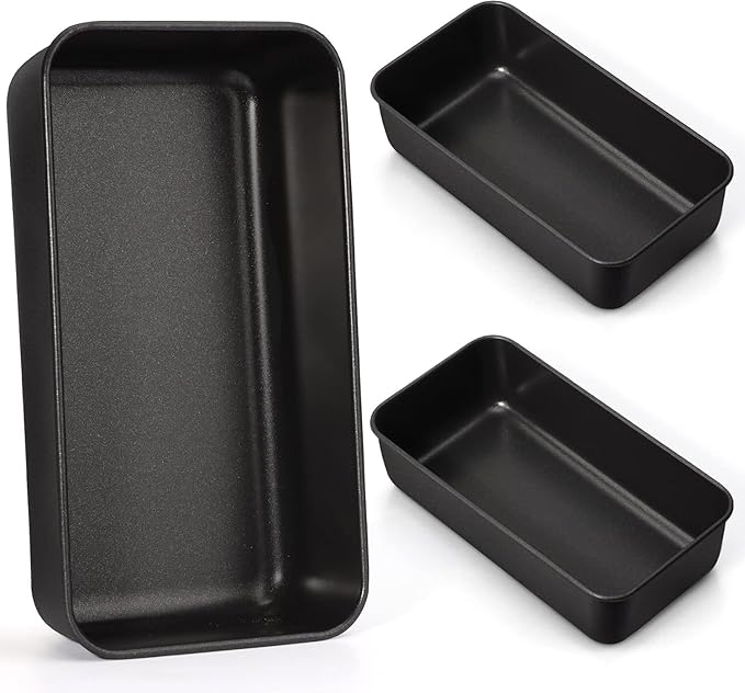 LIANYU 3 Pack Nonstick Loaf Bread Pan, 9x5 Inch Baking loaf Tin, Stainless Steel Meatloaf Pan Tin for Baking Banana Sandwich Bread, Dishwasher Safe