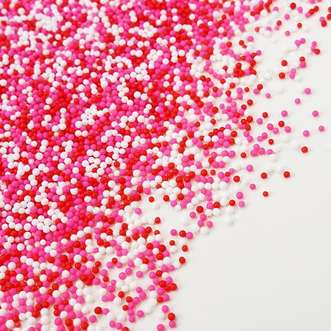 Pink Nonpareils Sprinkles, Edible Sprinkles For Cake Decorating, Pink Red and White Candy, 150g/5.29oz, Cupcake Topper, Cake Decoration, Mother's Day, Valentine's Day, Wedding Party Supplies